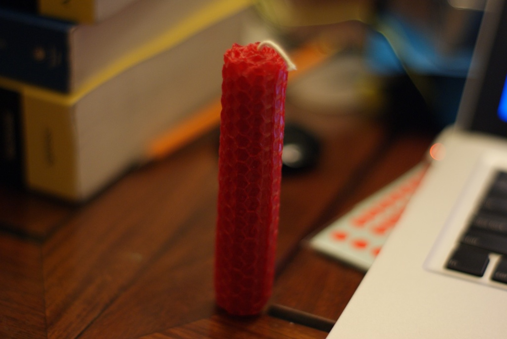 Beeswax candle made in fourth grade.